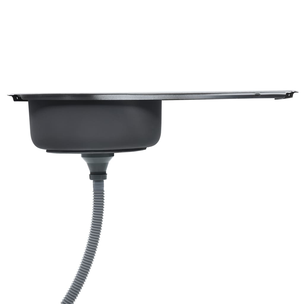 Lavello da cucina con valvola di scarico e sifone lavello da incasso lavello rettangolare 75 x 40 cm inte 02_0002358 - 4