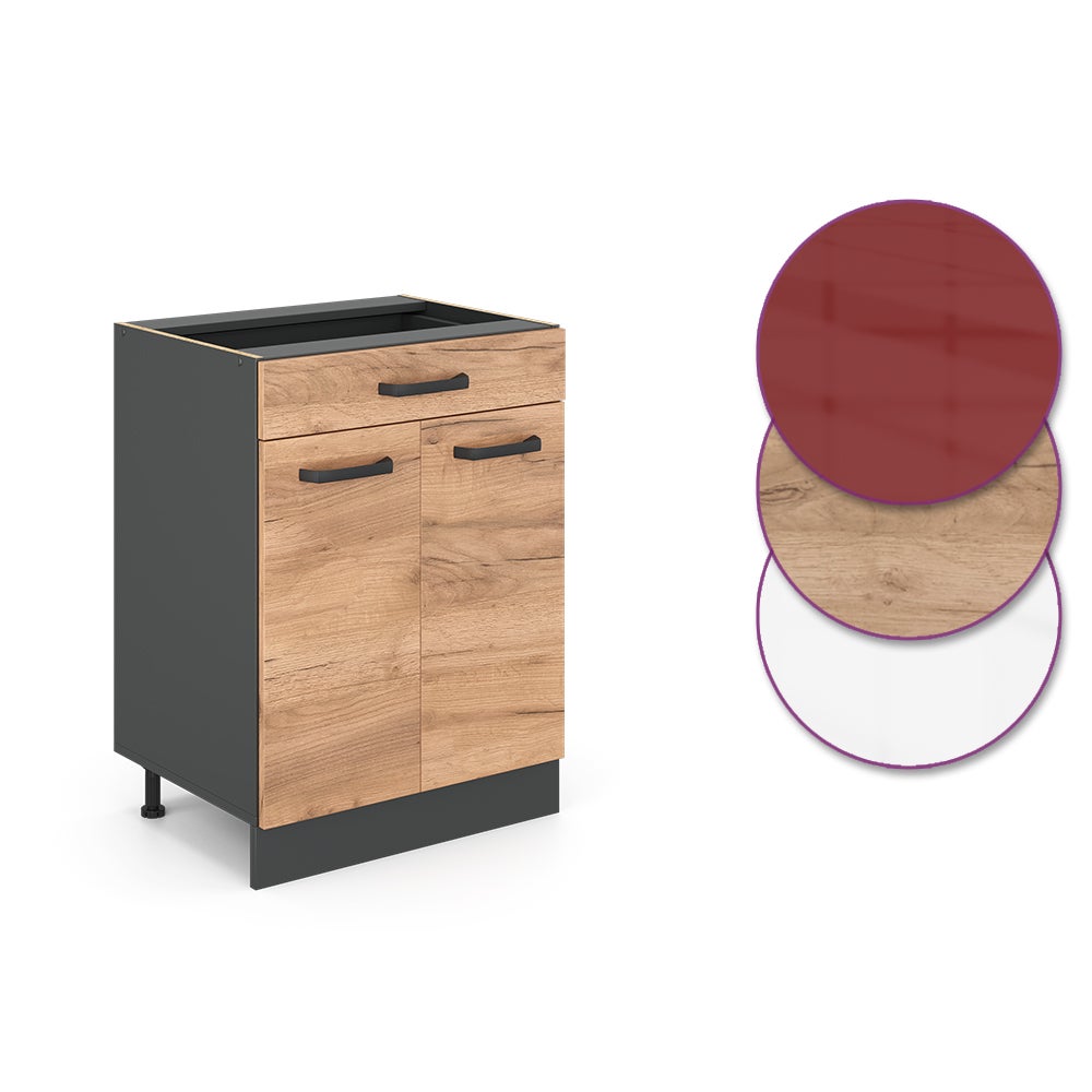 Vicco Meuble cuisine R-Line, Chêne de force doré, 60cm avec tiroir, sans PT - 5