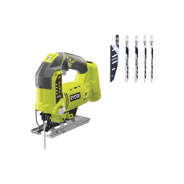 Pack RYOBI - Scie sauteuse pendulaire R18JS-0 - 18 V One+ - Sans batterie ni chargeur - Pack de 5 lames - RAK05JSBFC - 100mm