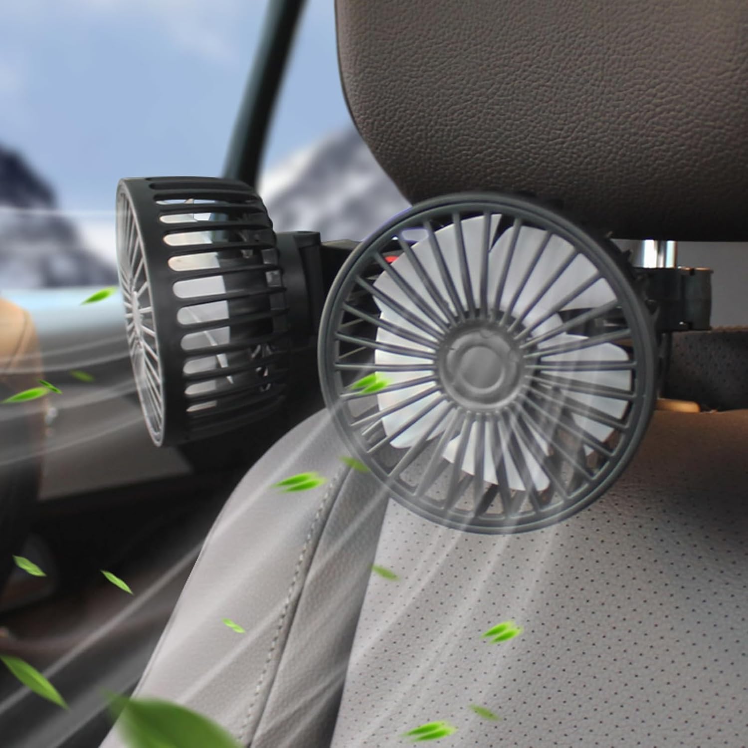 Podwójny wentylator samochodowy, chłodzenie 12V USB, 3 prędkości, obrót 360°, do pojazdów, ciężarówek, SUV-ów