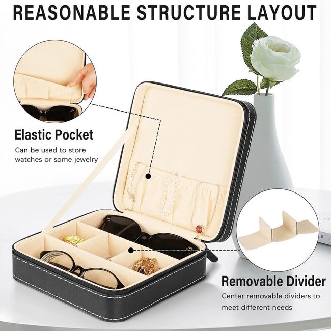 CTDMJ étui de voyage pour lunettes de soleil, rangement à 6 emplacements pour lunettes, étui pliable en cuir synthétique CTDMJ étui de voyage pour lunettes de soleil, rangement à 6 emplacements pour lunettes, étui pliable en cuir synthétique