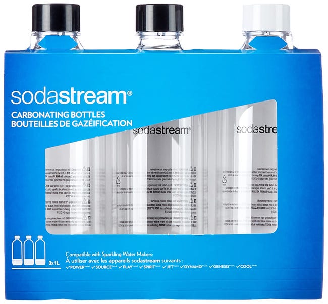 Bottiglia SodaStream In PET Con Base E Coperchio Acciaio - 1L Universale Per Gasatore Acqua - Foto 7