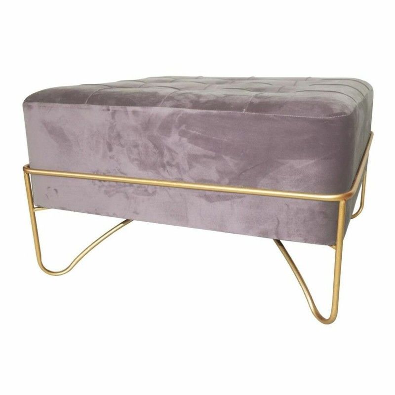 Banqueta dkd home decor espuma rosa dorado metal poliéster terciopelo madera mdf (80 x 80 x 42 cm)