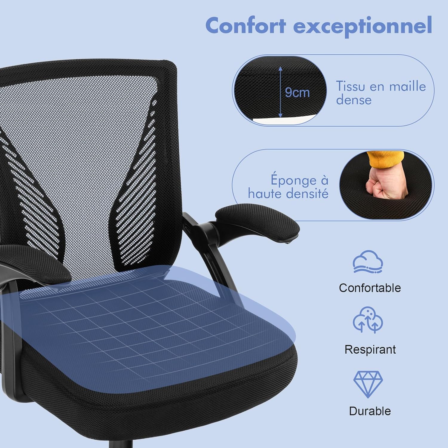Sedia da Ufficio Ergonomica, Sedia da Scrivania con Schienale e