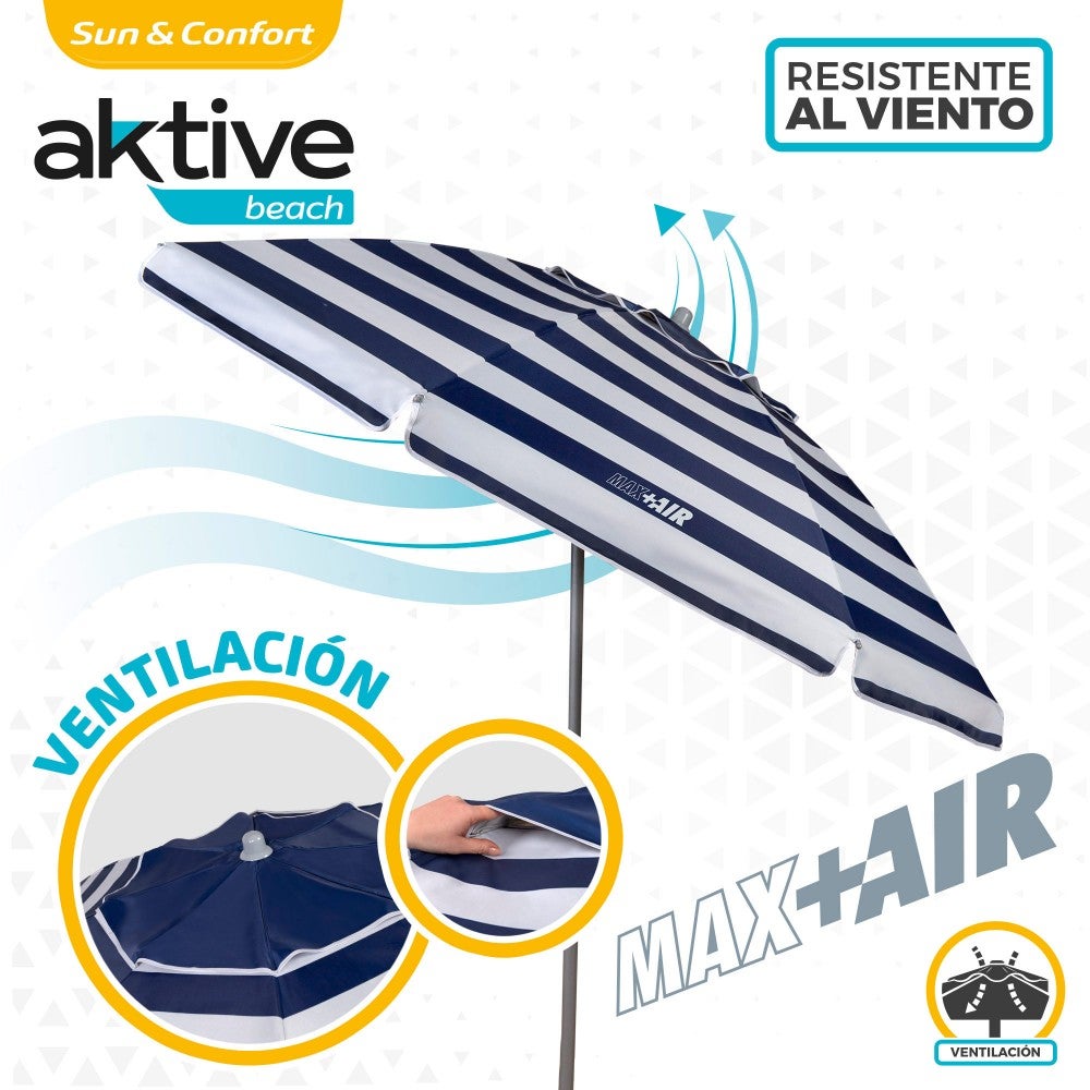 Aktive Sombrilla playa antiviento 8 varillas 200 cm marinera - 3