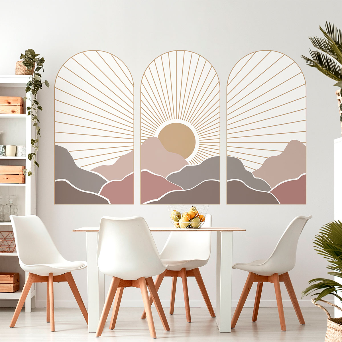 Papel pintado prepegado trío de arcos asiáticos al atardecer - adhesivo pared - sticker revestimiento - xl-h120xl180cm