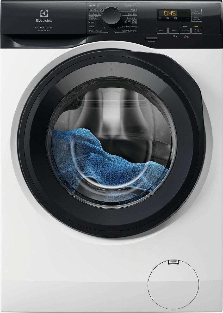 Lavadora ELECTROLUX EFE6894O2B de 9Kg Clase A y 1400Rpm | Blanco, AI WashAssist, FullWash 45`, Motor Inverter