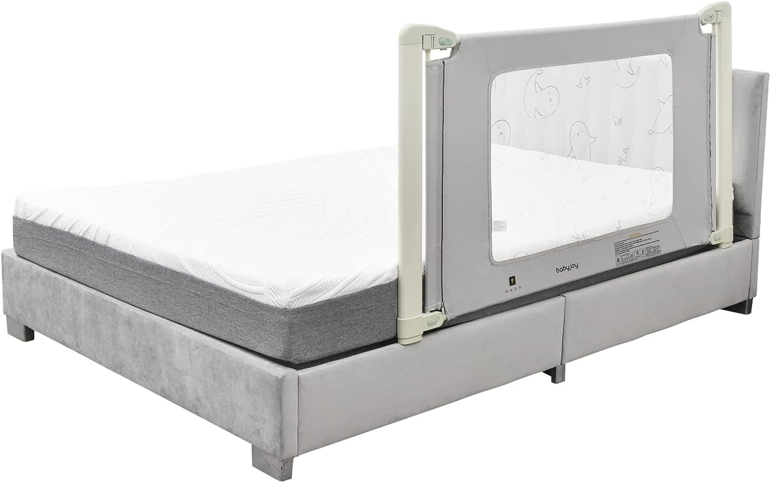 Barriera Letto Per Bambini Portatile - Sponda Di Sicurezza 150 Cm, Regolabile In Altezza, Rete Traspirante