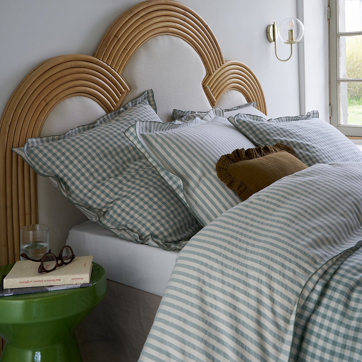 Housse de couette coton seersucker, Cottage vert - Vert sauge - 200 x 210 cm - 9
