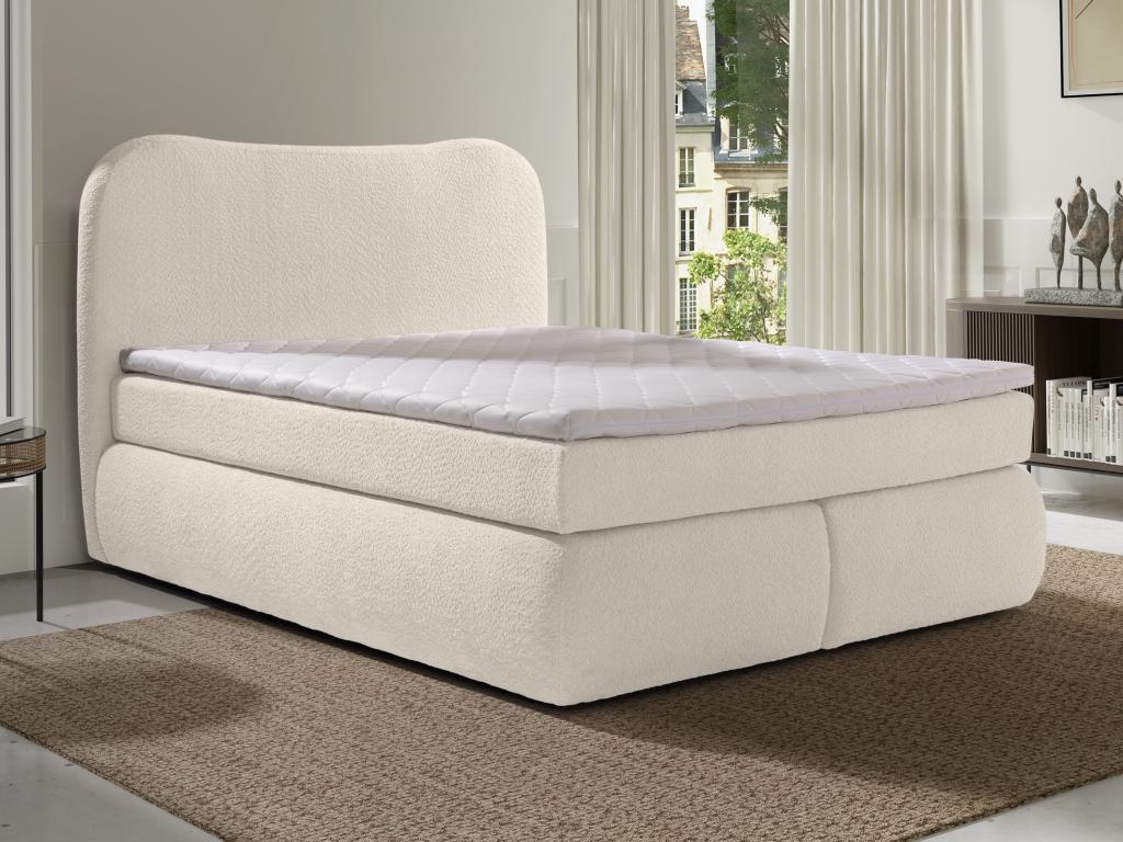 Ensemble complet boxspring tête de lit sommier matelas surmatelas 180 x 200 cm Tissu