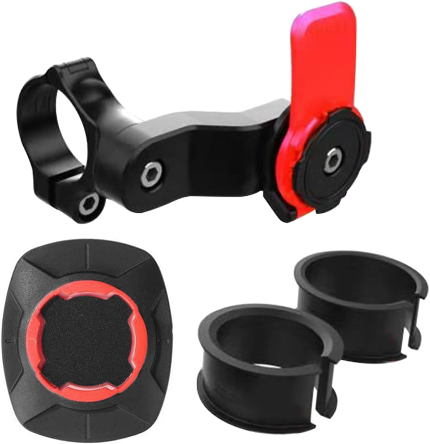 tounee Supporto per telefono da moto-Doppio smorzatore di vibrazioni, supporto per telefono da bici senza attrezzi, clip per manubrio e blocco di sicurezza,telefoni da 4,7 a 6,7- Nero