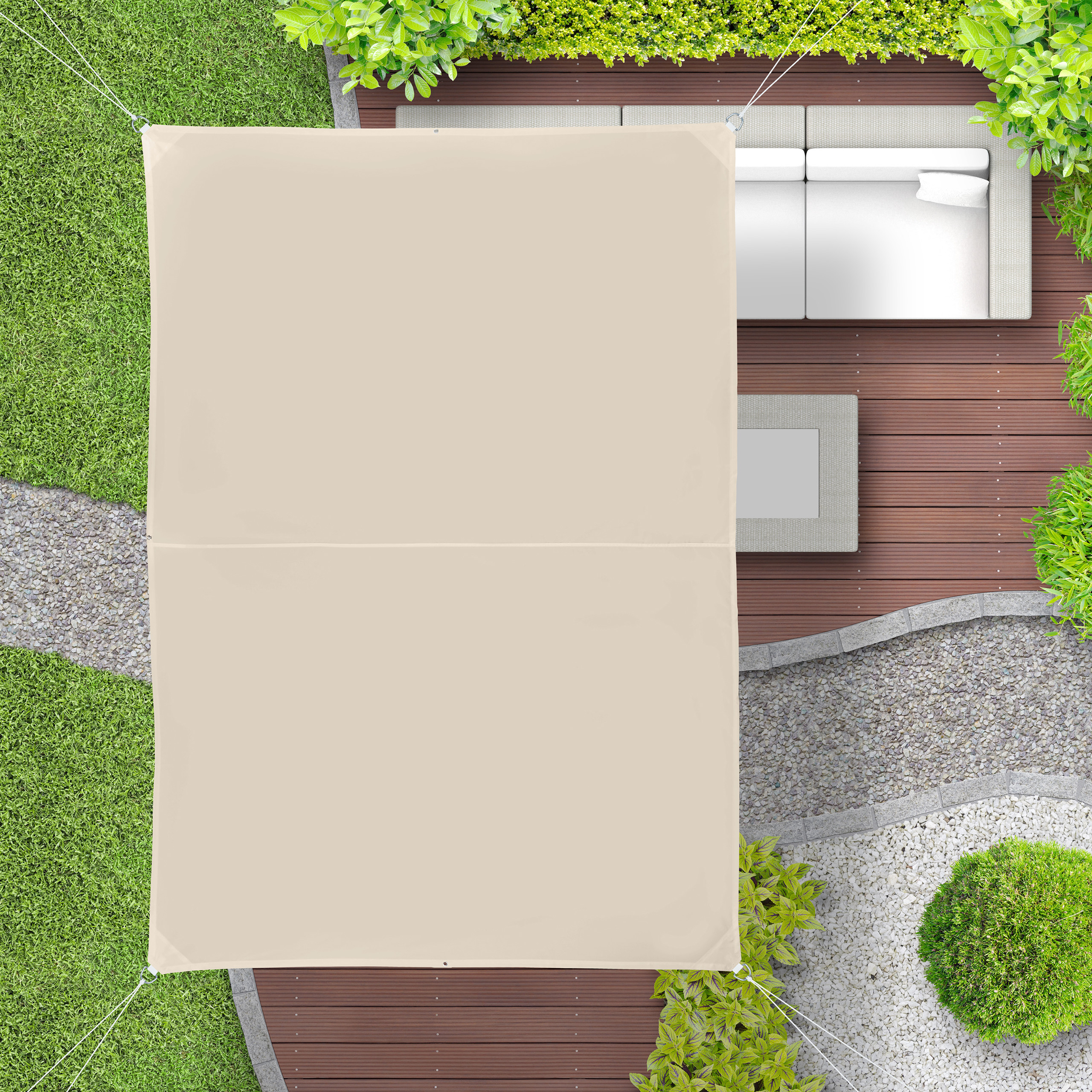 Voile d’ombrage rectangle diffuseur d’ombre protection UV terrasse toile, résistant à l'eau, beige, 4 x 6 cm, Relaxdays - 3