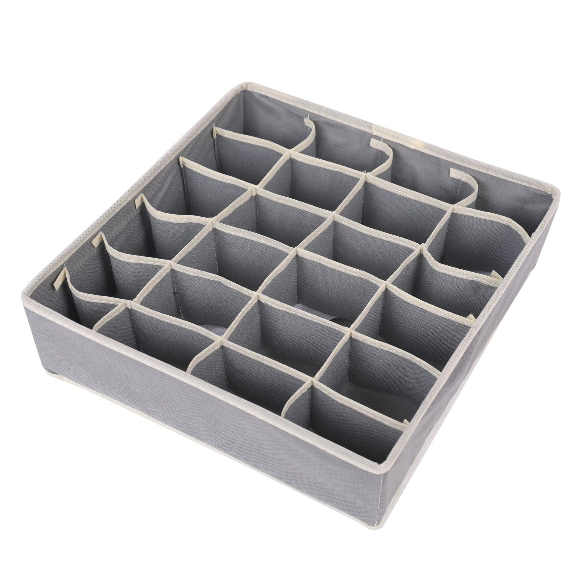 Cutie de depozitare Flippy pentru lenjerie, 24 compartimente, 32 x 32 x 10 cm, gri