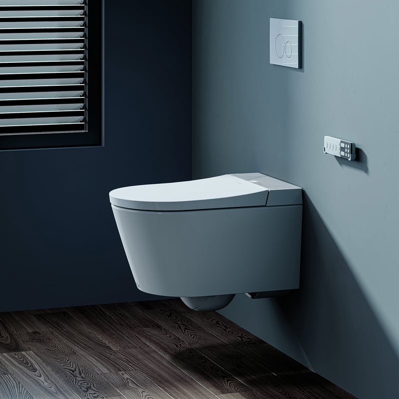 Inteligentna toaleta, bezramkowa toaleta z prysznicem, podgrzewanym siedziskiem, suszarką i lampką nocną regulowane ciśnienie i temperatura wody HOROW