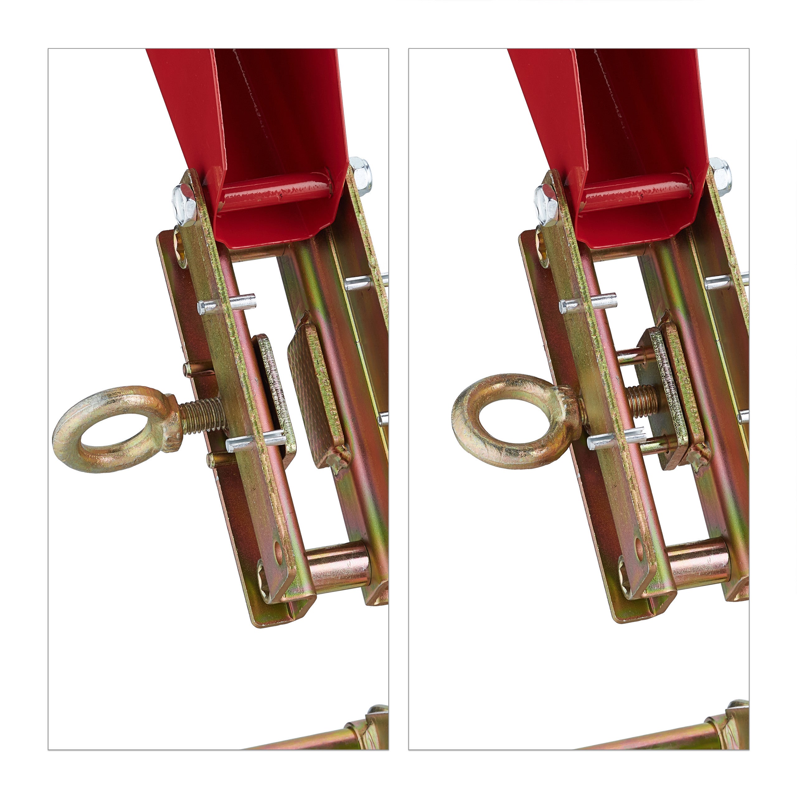 Chevalet sciage, support pour tronçonneuse, protège-guide, barre mesure coupe, charge max 120&nbsp;kg, métal, doré, Relaxdays - 7