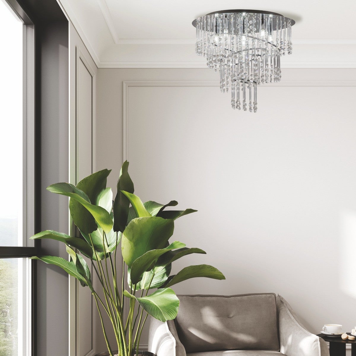 Lampa wisząca Terre chromowana przezroczysty 6xG9x25W kryształowy wym: 38 x 45 x 45 cm kryształ Zuma Line - 3