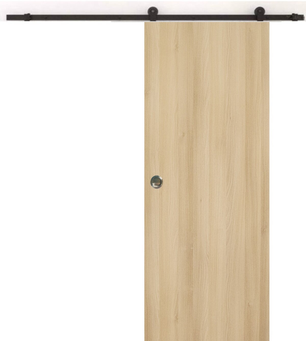 Porte Coulissante Décor Chêne Naturel Honey Oak H204 X L73 Cm, Rail Roulettes, Coquilles Gd Menuiseries - 2