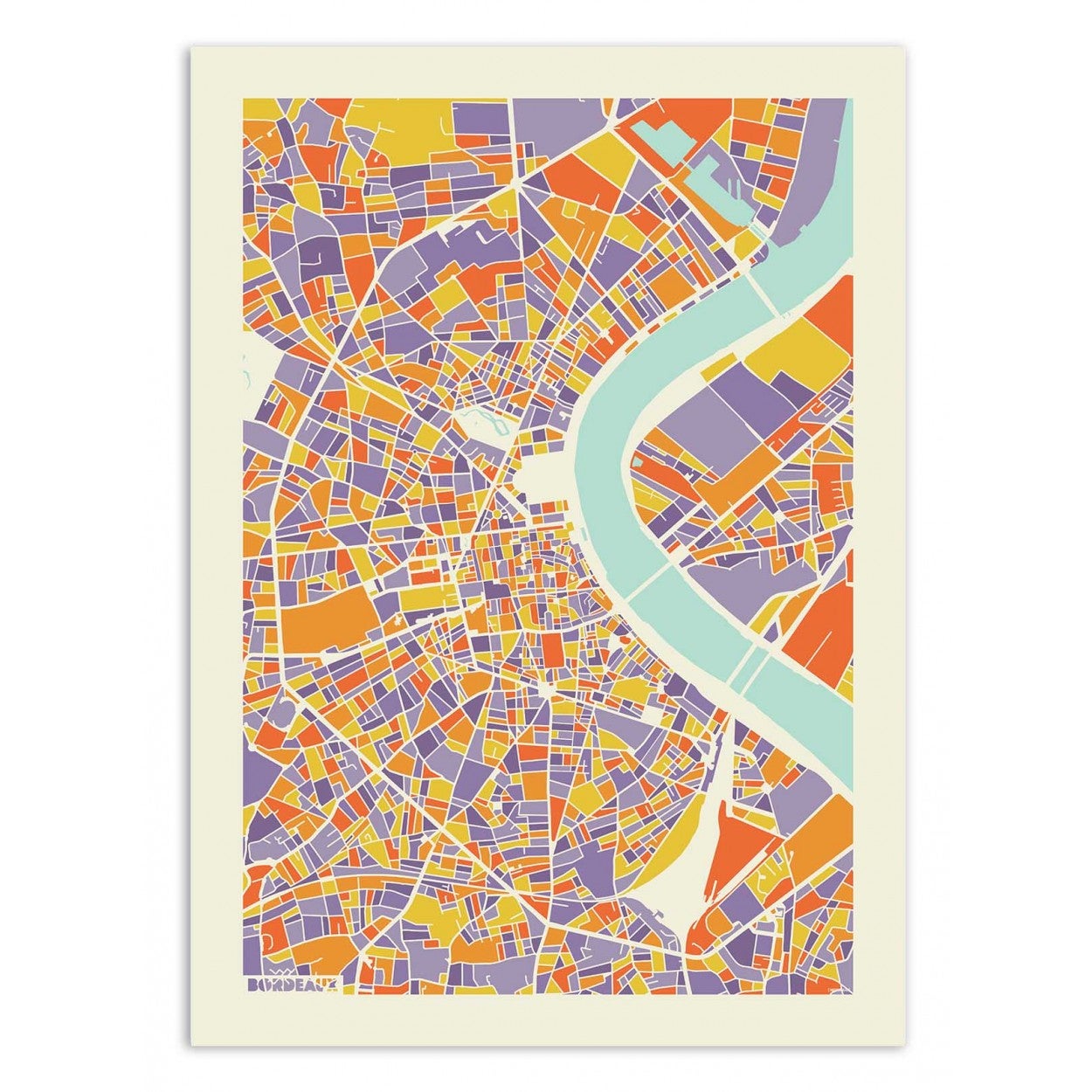 Art-poster - bordeaux rainbow map - muzungu - 30 x 40 cm