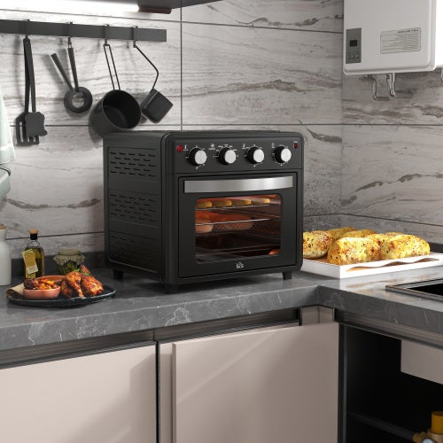Horno de sobremesa con convección 30l, 90°c-230°c, con bandeja, parrilla, cesta para freír, 7 funciones, luz interior