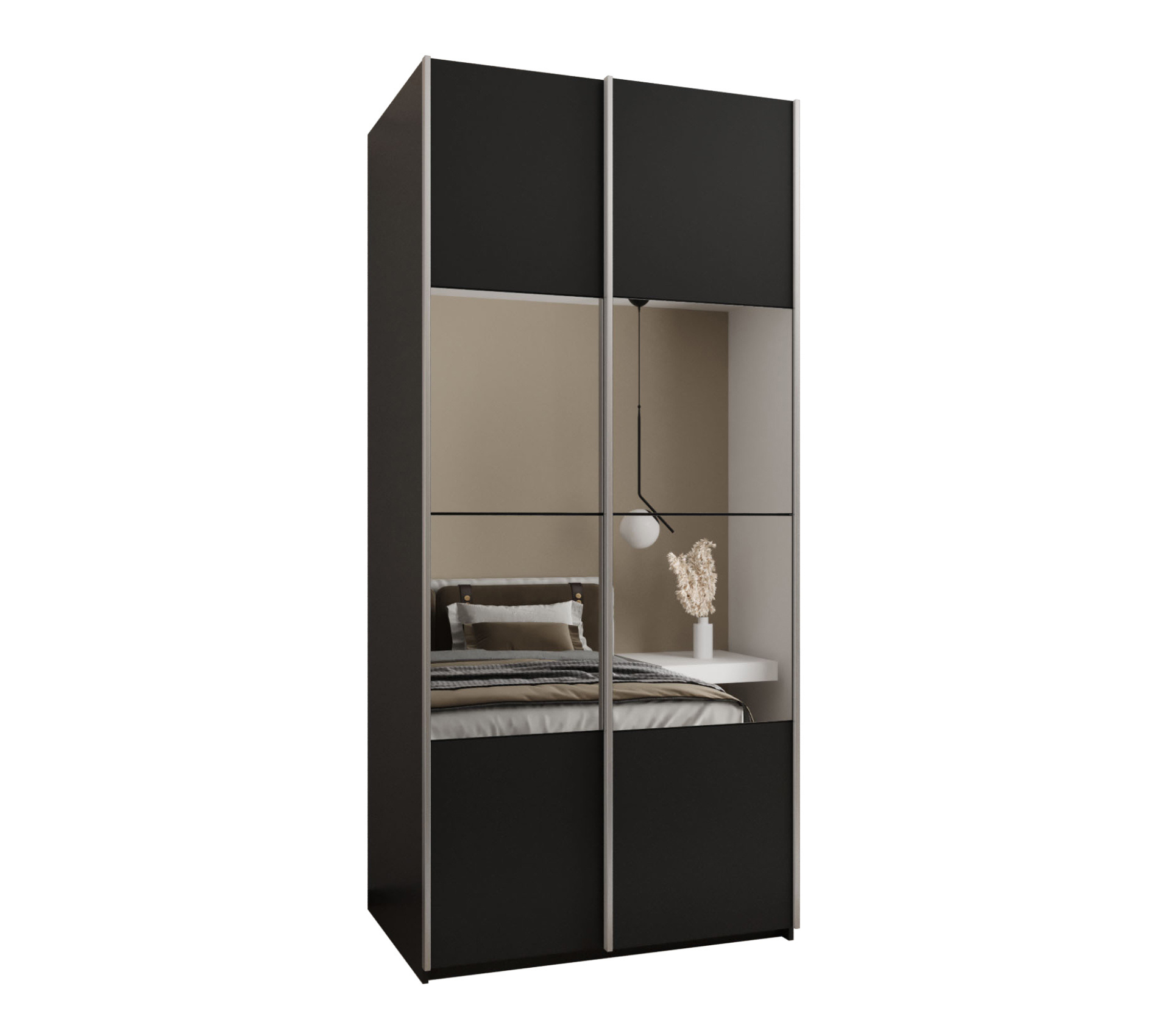 Szafa przesuwna wysoka Lux 4 120 x 64 x 245,5 cm czarny + czarny + u. srebrny - Abiks Meble