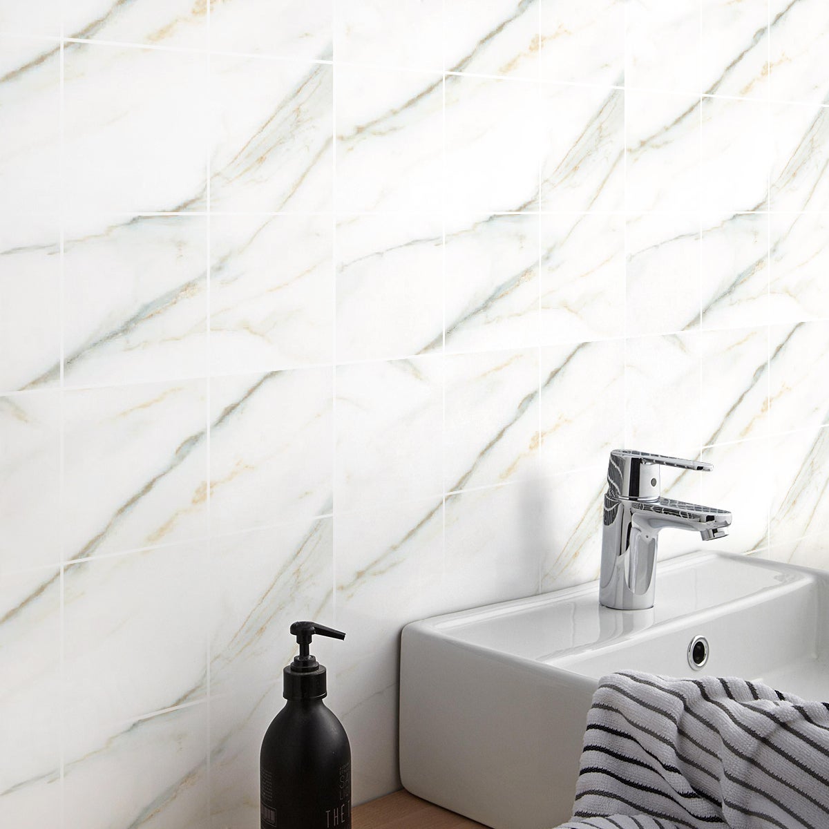 9 vinilos baldosas de cemento mármol blanco paz - adhesivo de pared - revestimiento sticker mural decorativo - 9stickers10x10cm - 3