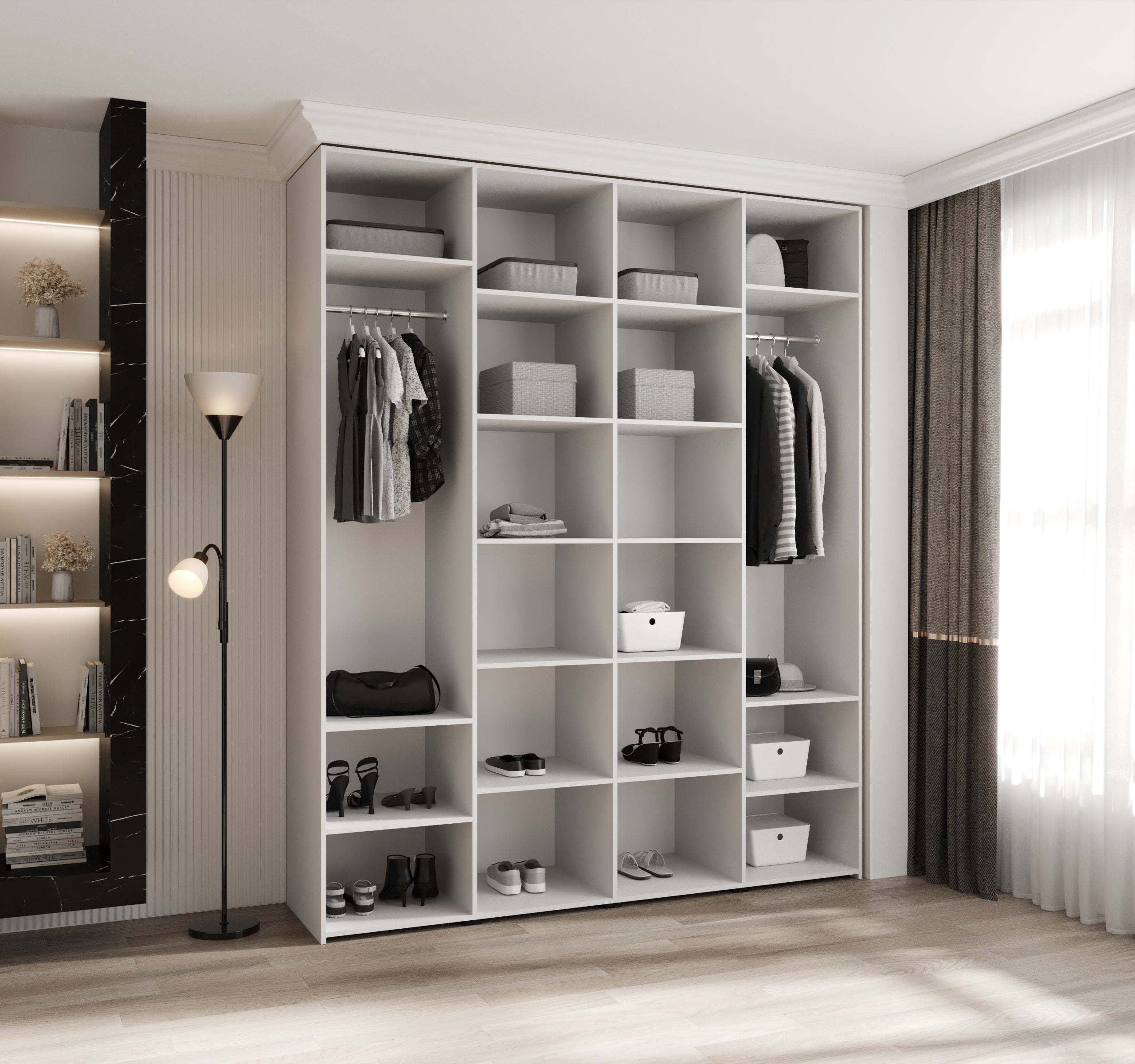 Szafa uchylna otwierana wysoka Como 1 200 x 50 x 245,5 cm biały + u. czarny Abiks Meble - 2