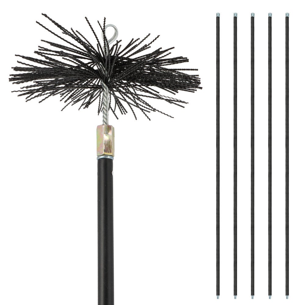 Kit ramonage 200mm - 6 pièces - conduits gainés - 1 brosse en nylon - 5 ...