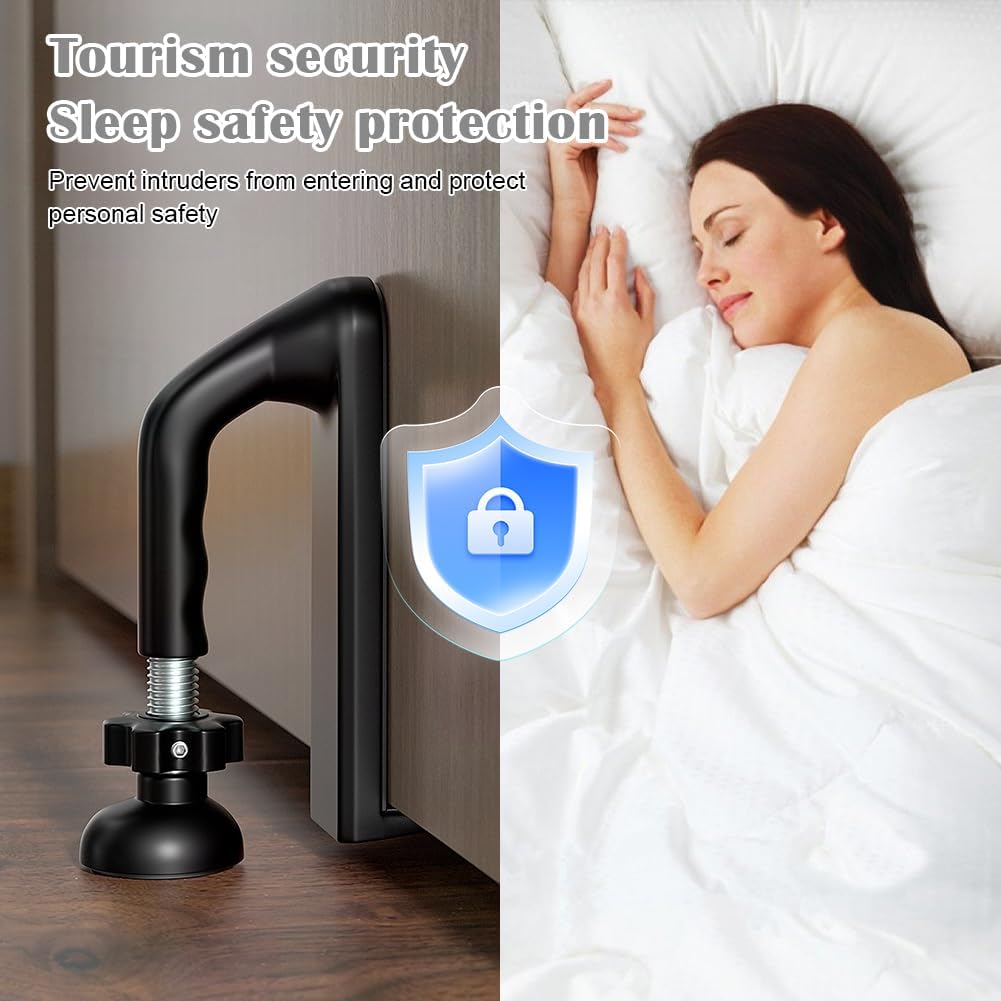 Bloque-porte portable, anti-effraction, dispositif de sécurité portable, anti-effraction, double protection réglable, dispositif de sécurité (noir) - 4