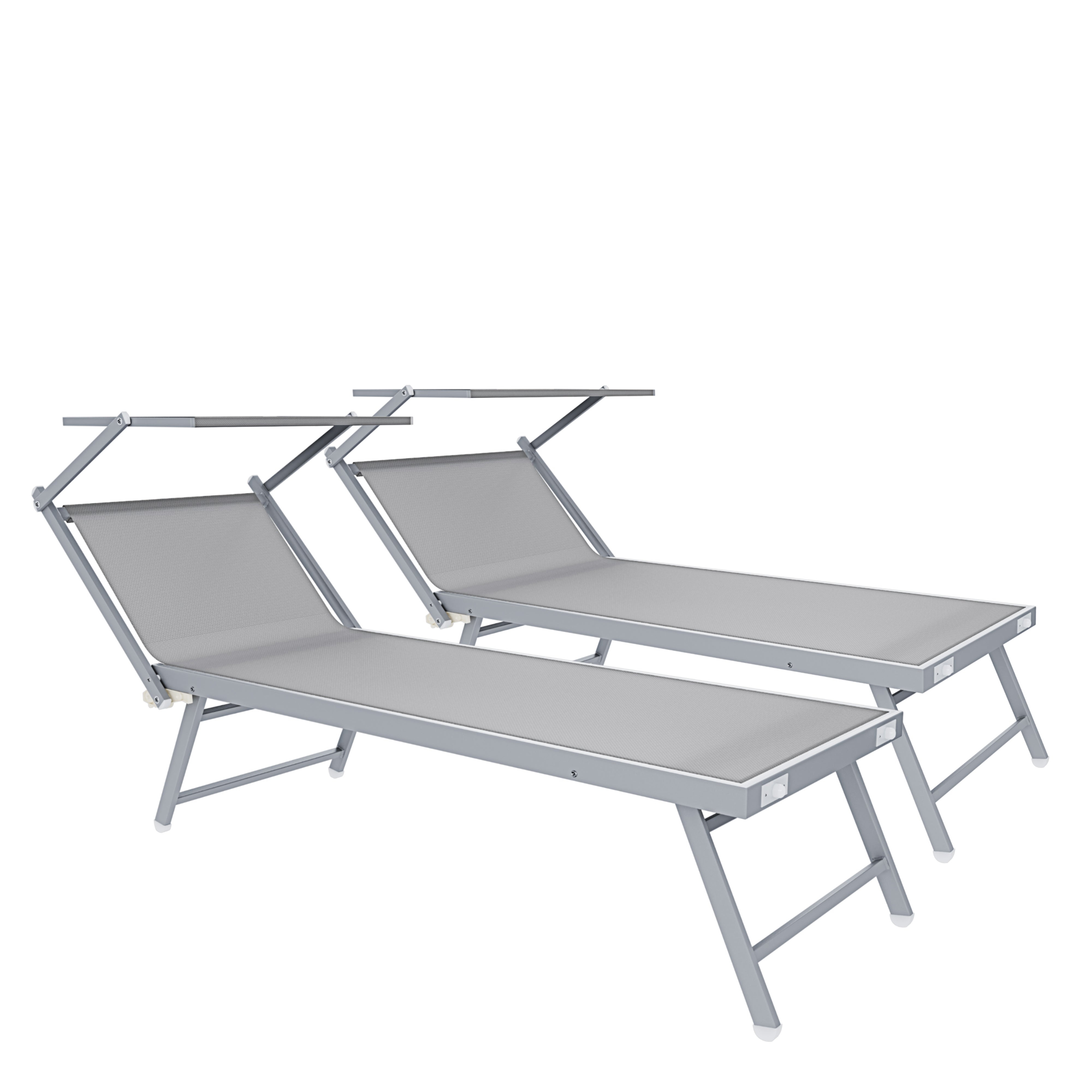 Coppia Di Lettini Prendisole Pieghevole Professionale in Alluminio