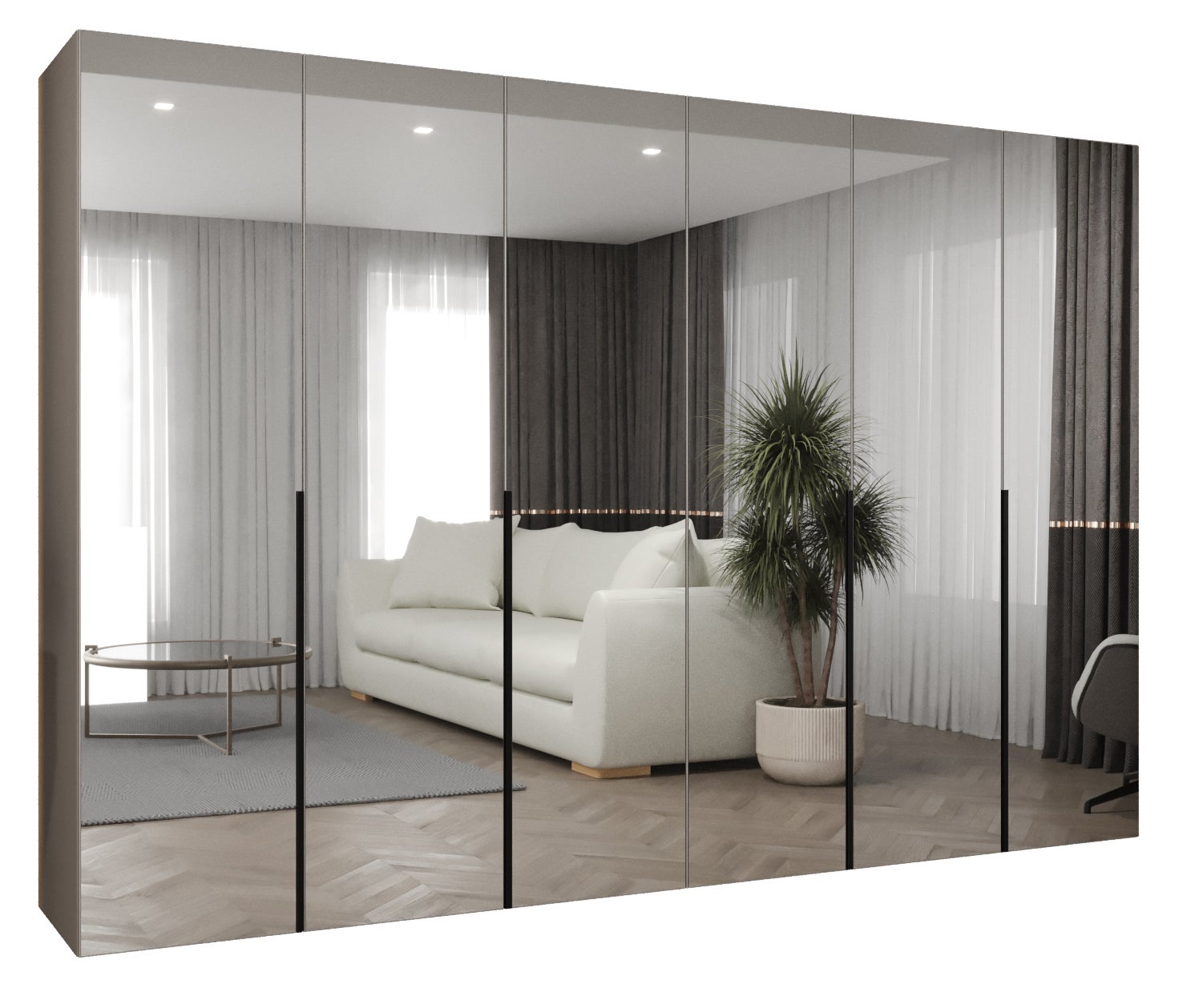 Szafa uchylna otwierana Alicante 3 300 x 52 x 202 cm kaszmir + u. czarny Abiks Meble