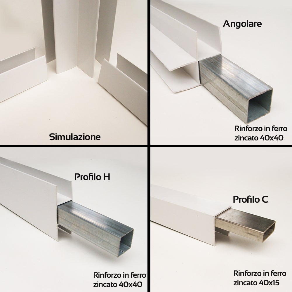 Profil C Guide périmétrique pour cloison à panneaux - dimension standard : 300 cm. Guide sol et plafond, démarrage et fermeture sur le côté. - 4