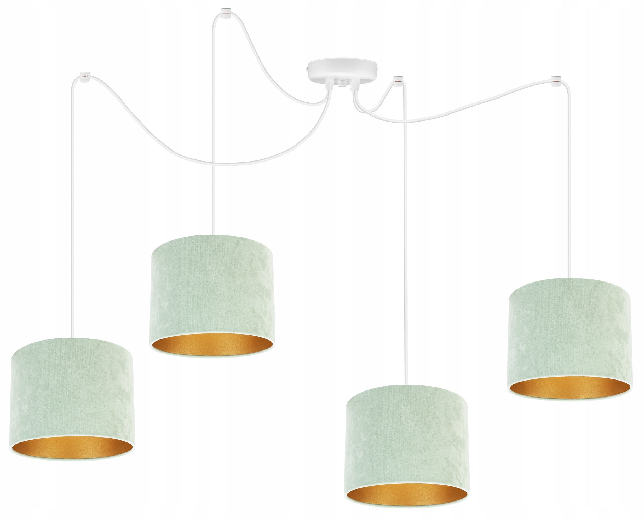 Lampa sufitowa wisząca Spider Mediolan classy 4xE27 abażur walec złoto/miętowy Light Home LH
