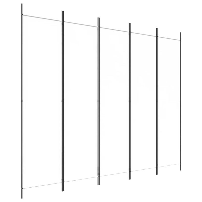 vidaXL Divisorio a 5 Pannelli Bianco 250x200 cm Tessuto - 2