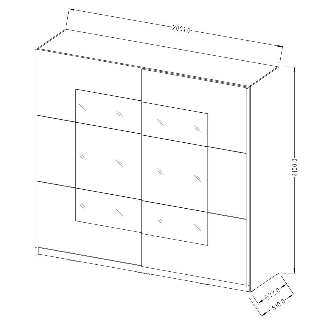 Armoire design 2 portes 200cm couleur chêne clair et blanc. Collection EOS - 7