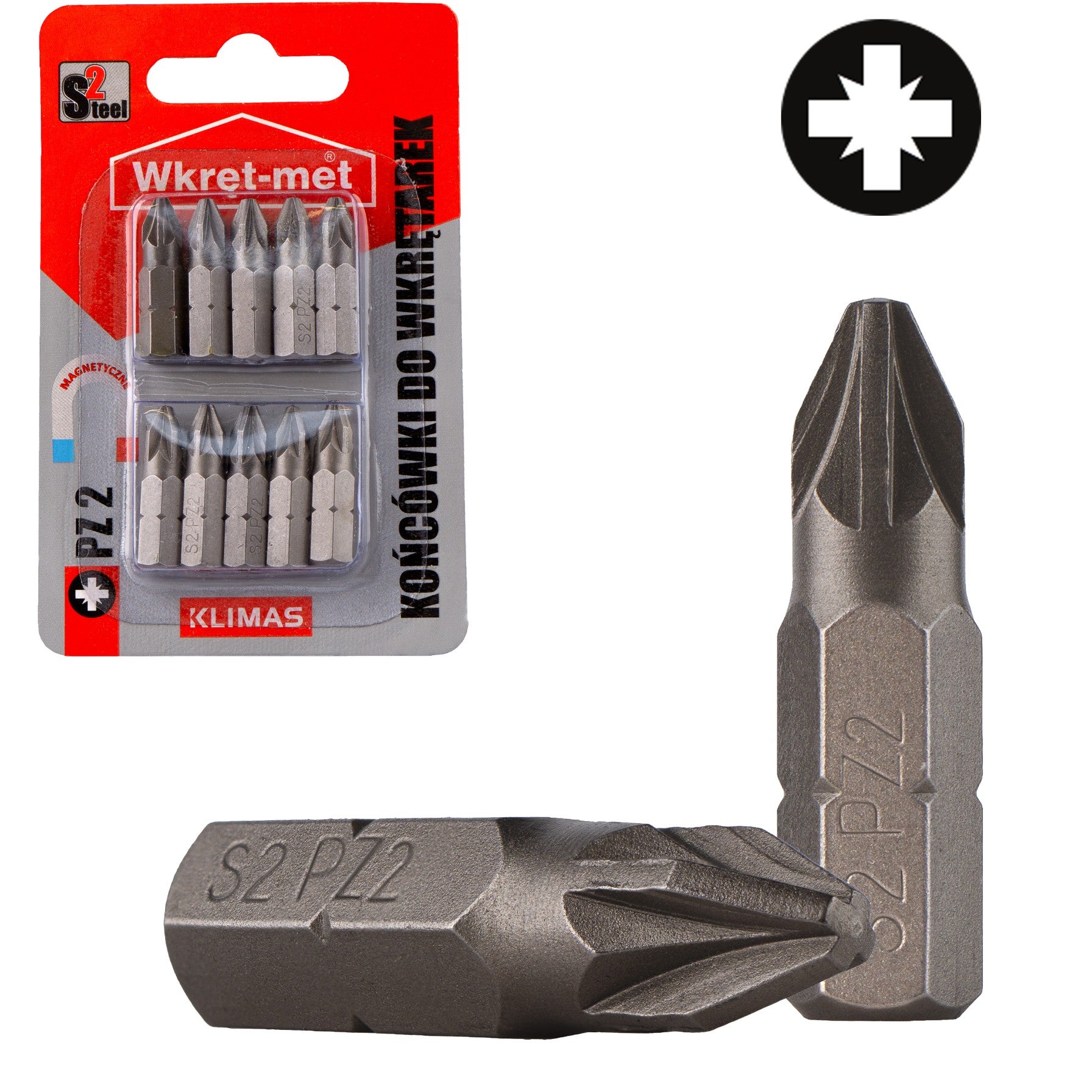 Końcówki do wkrętarki Klimas bity do wkrętarek PZ2 PZ 2 długość 25 mm 10szt