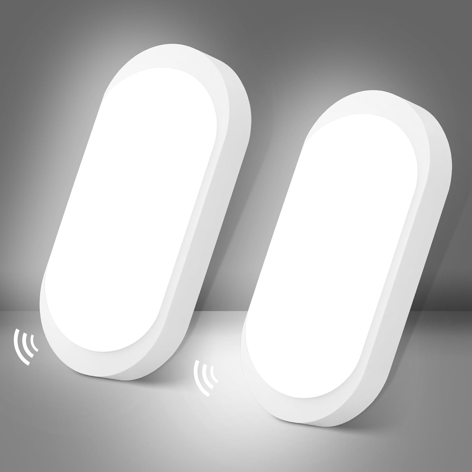 LOVHAUS Zestaw 2 zewnętrznych reflektorów ściennych LED z czujnikiem ruchu IP65, 12 W, lampa ścienna LED z czujnikiem zmierzchu