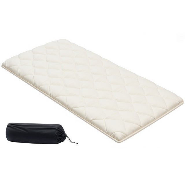 Colchão futon portátil dobrável SucceBuy 991x2032x63,5 mm, tapete japonês para dormir, meditação, ioga, convidados e viagens, 9 camadas, branco