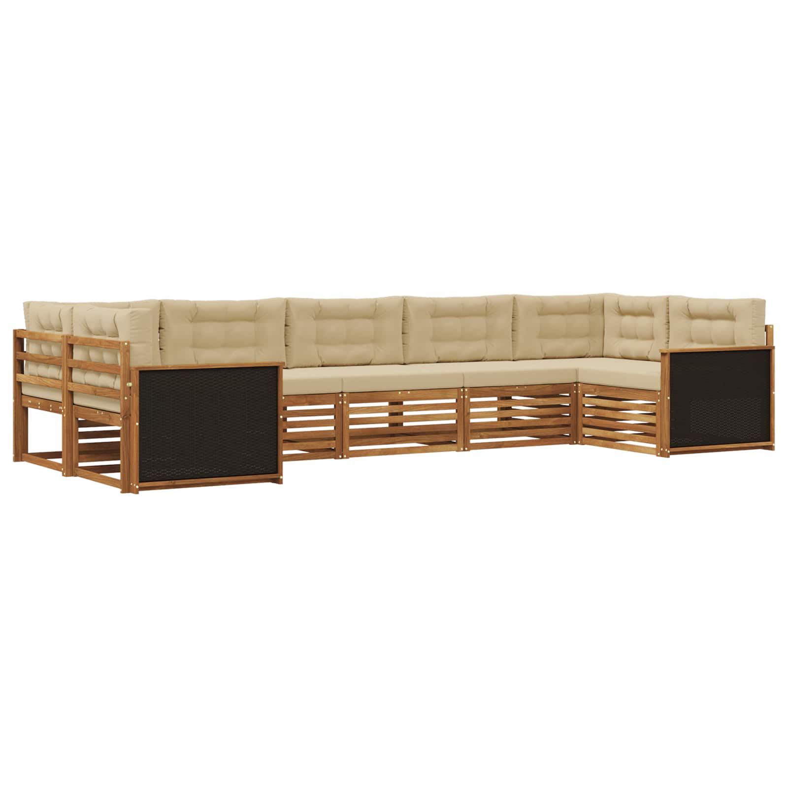 Ensemble de canapés d'extérieur, 7 pièces, naturel et beige, pour la terrasse - 2