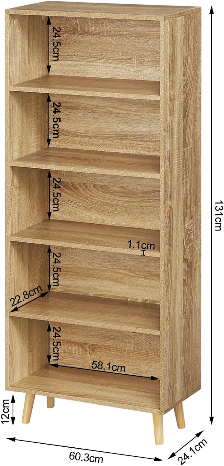 Bibliothèque pour Cuisine en Bois Marron H. 144 x l. 60 x P. 24 cm - 4