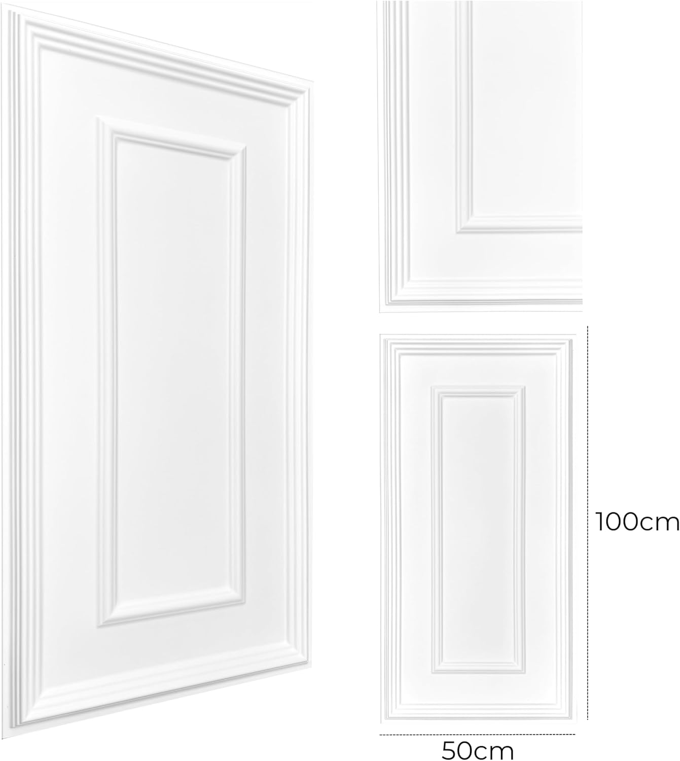 0.5m² Panneaux muraux 3D en PVC 100x50 cm – Design italien, effet moulures classiques, revêtement moderne pour salon, chambre et couloir TD100 White - 5