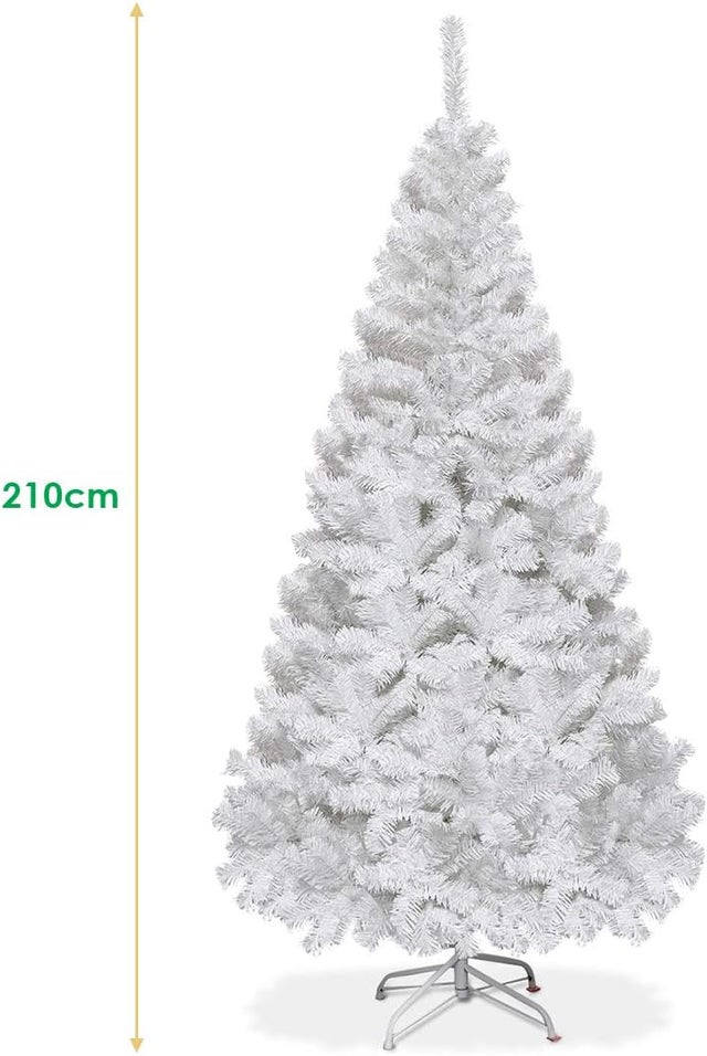Sztuczna choinka 210 cm, z metalowym stojakiem, igły PCW, sztuczne drzewko bożonarodzeniowe idealne do domu, biura, sklepu i hotelu, biała
