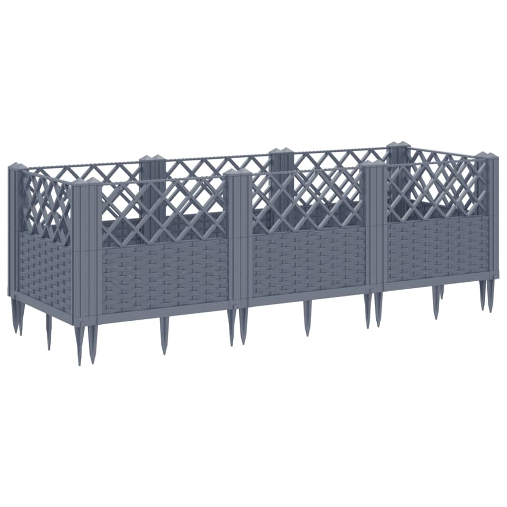 Jardinière de jardin | Pot de Fleurs avec piquets gris 123,5x43,5x43,5 cm PP CFW23777 - 5