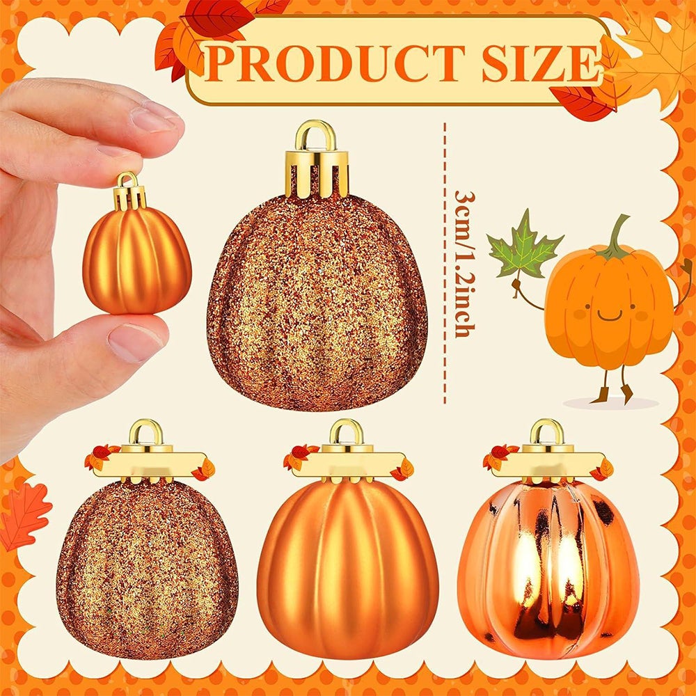 Juego de 12 adornos de bolas de calabaza, decoraciones para árbol de Navidad, mini bolas pintadas, ideales para decoraciones de fiestas. - 7