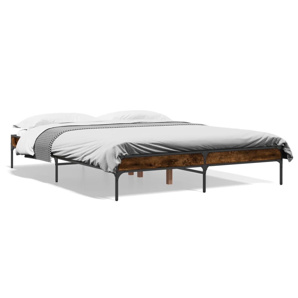 Łóżko Przydymiony Dąb Rama Łóżka Ze Stelażem Do Sypialni Pokoju 140x200cm