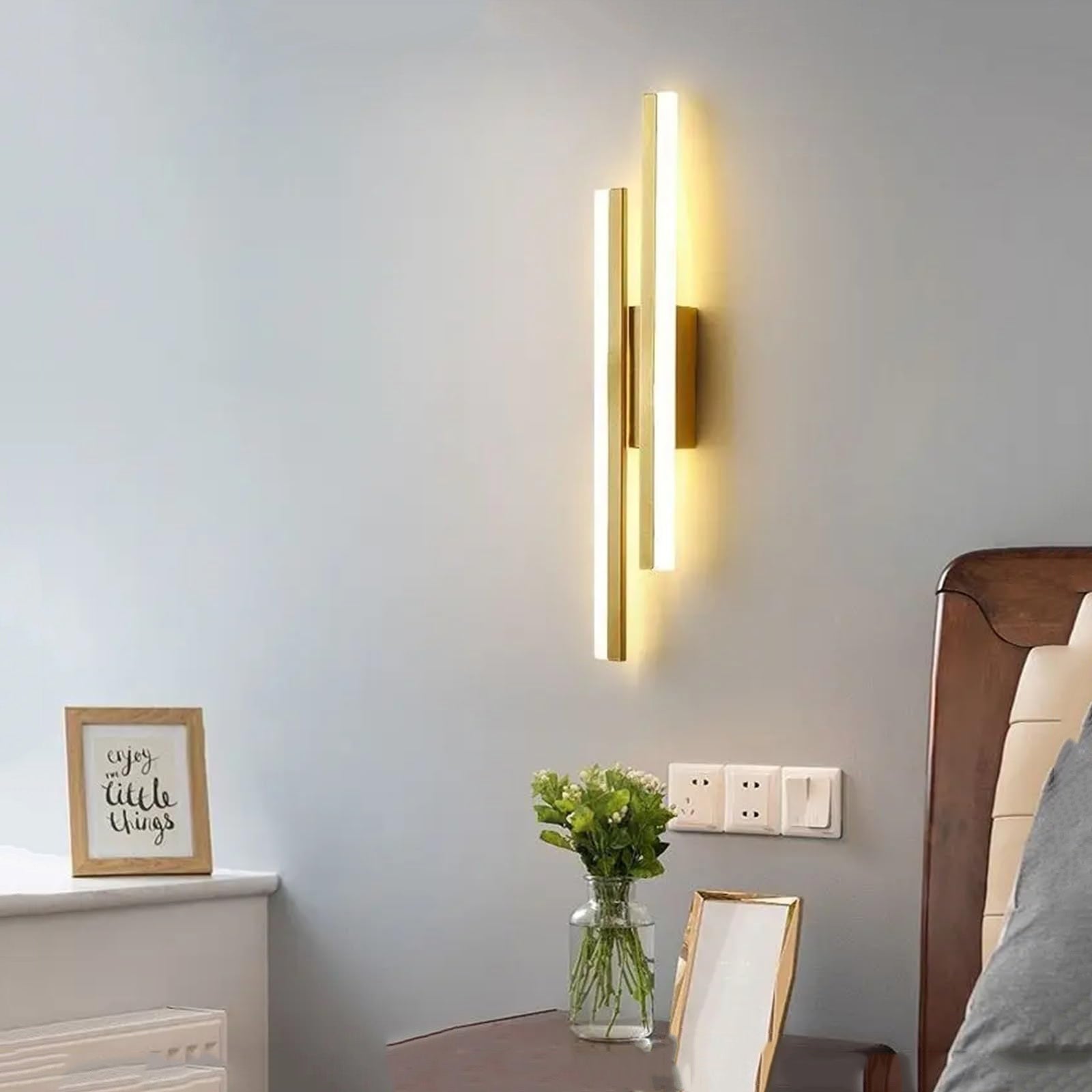 Applique a LED lunga e semplice, applique da parete minimalista per interni, oro, 48 cm, luce calda - 4