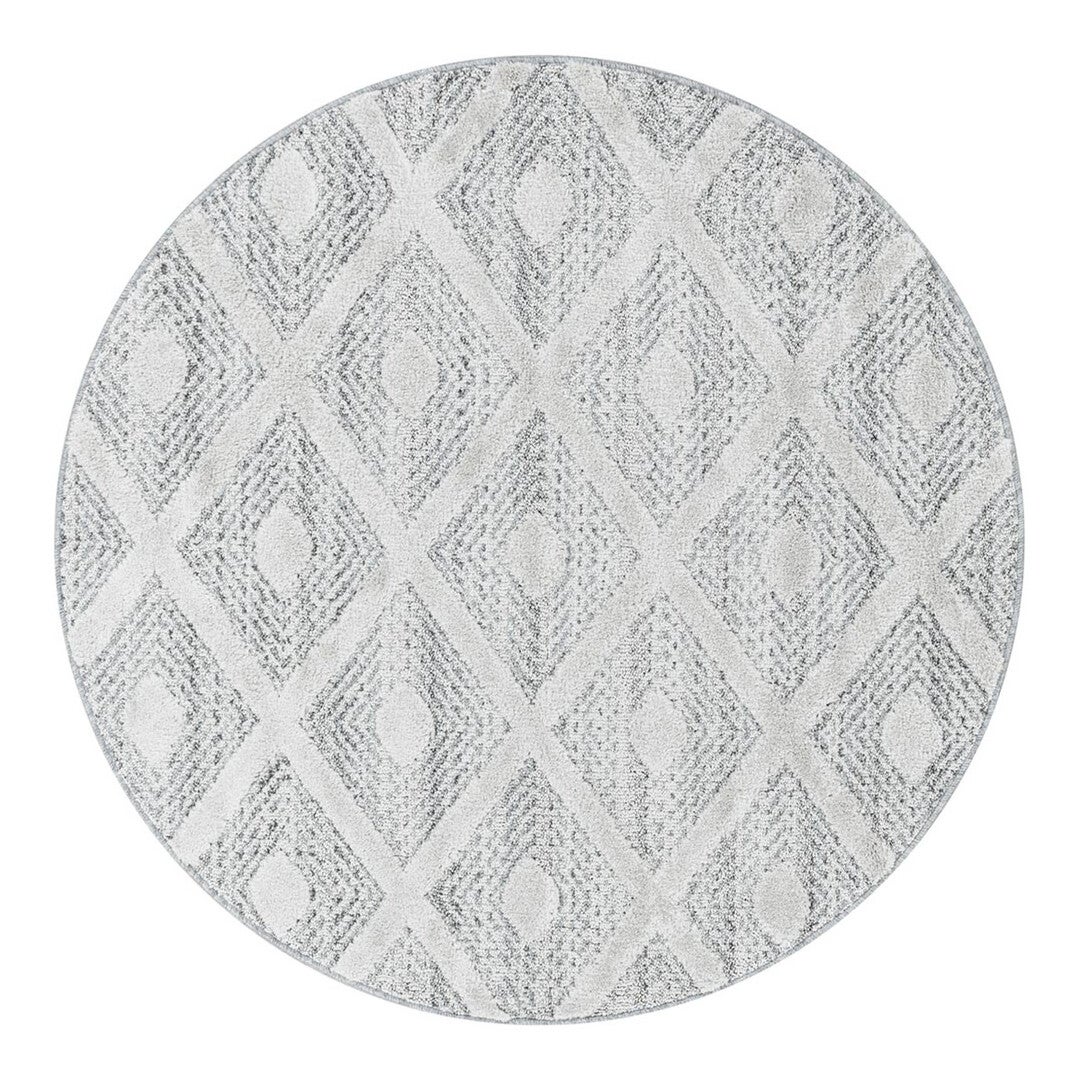 Tapis Rond Décoratif Moderne Gris - Ø 100 Cm, Poils Ras, Antidérapant, Pour Salon, Bureau, Table Basse