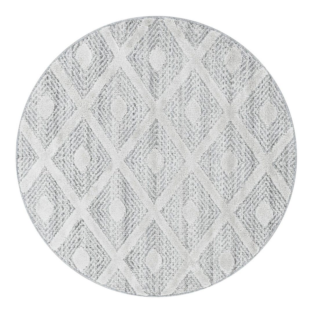 Tapis Rond Décoratif Moderne Gris - Ø 100 Cm, Poils Ras, Antidérapant, Pour Salon, Bureau, Table Basse
