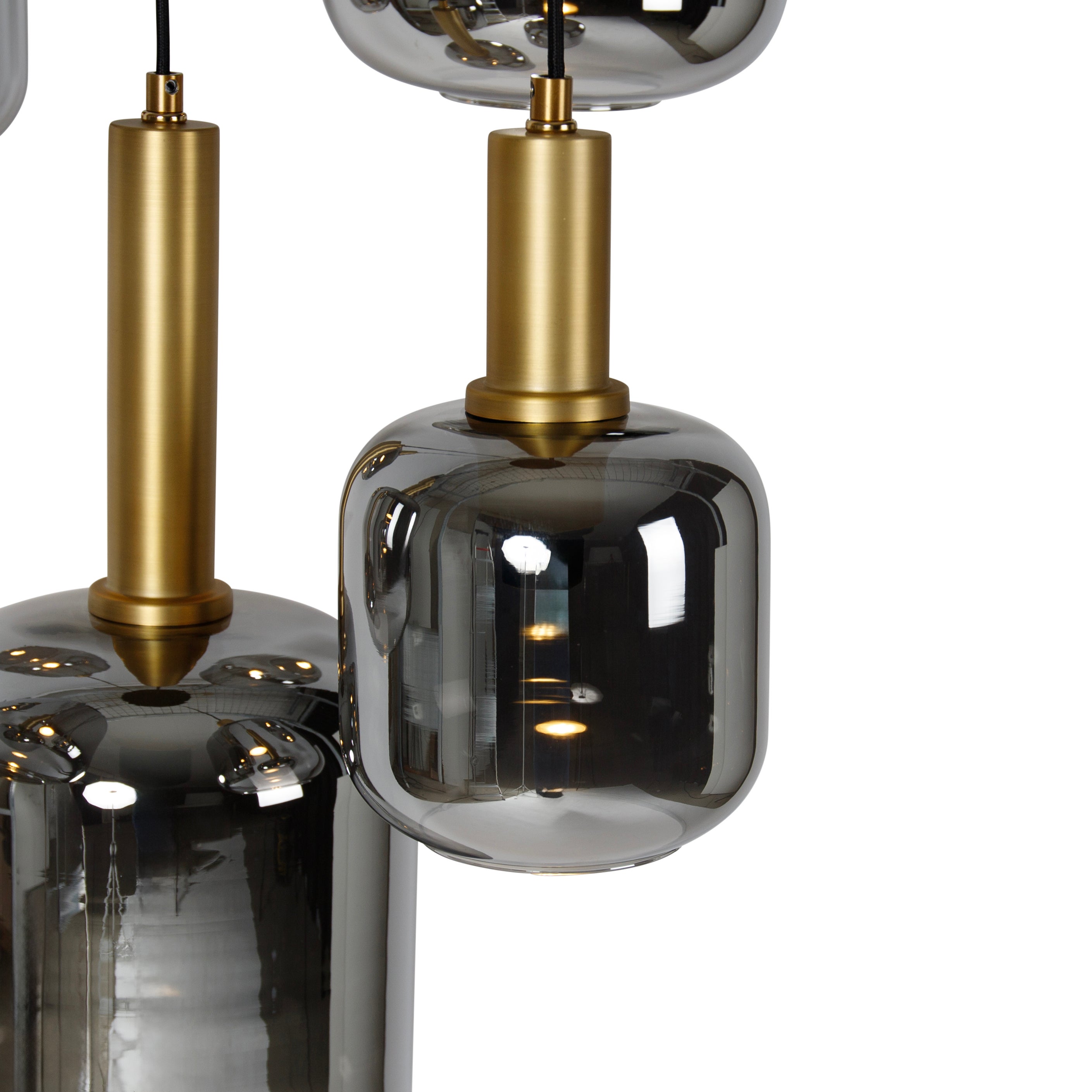 Suspension noire avec verre doré et fumé avec 5 PUCC - Zuzanna - 2