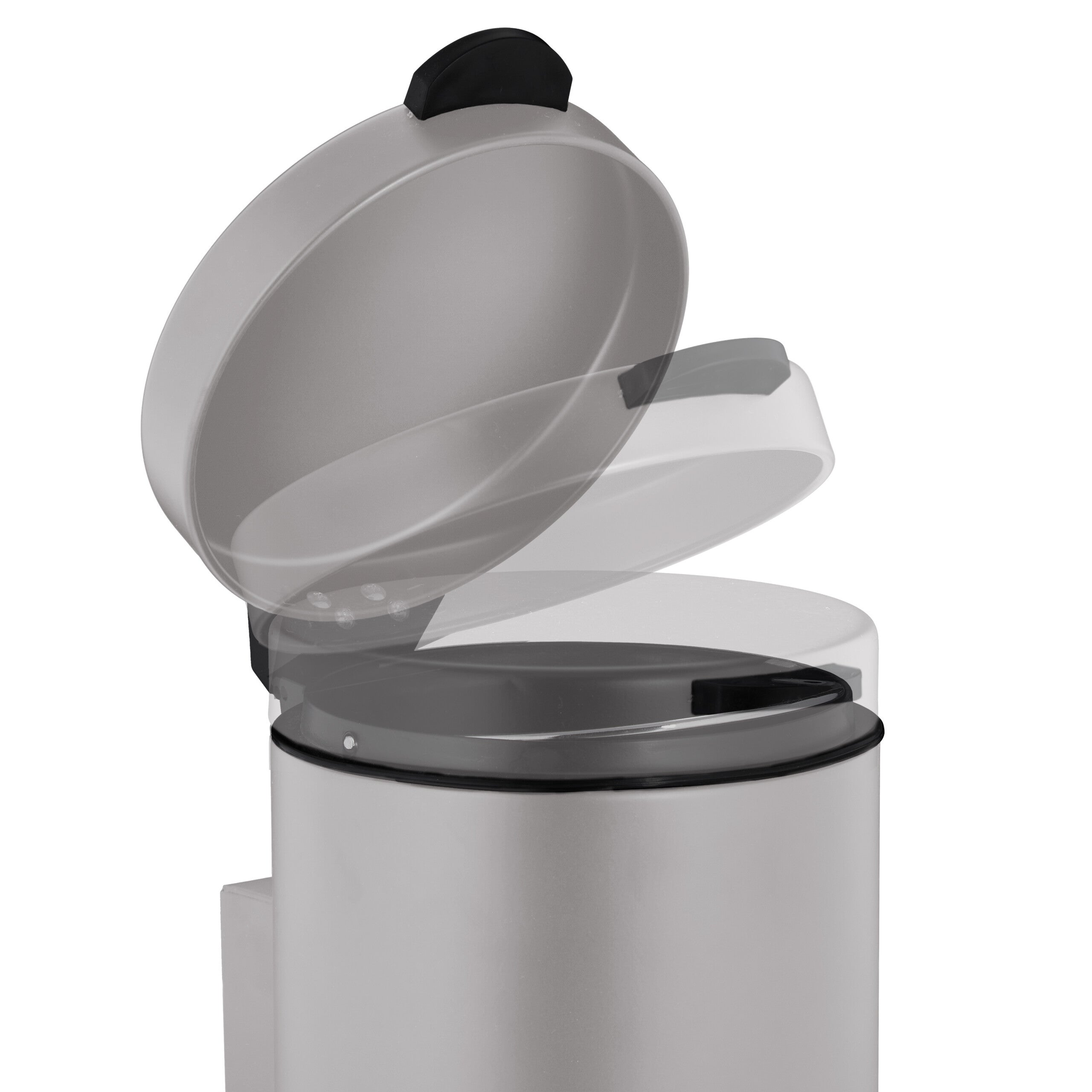 Relaxdays Cestino da Bagno da Muro, 3 L, Chiusura Automatica, Secchio Interno Estraibile, Bidone in Acciaio Inox, Beige - 5