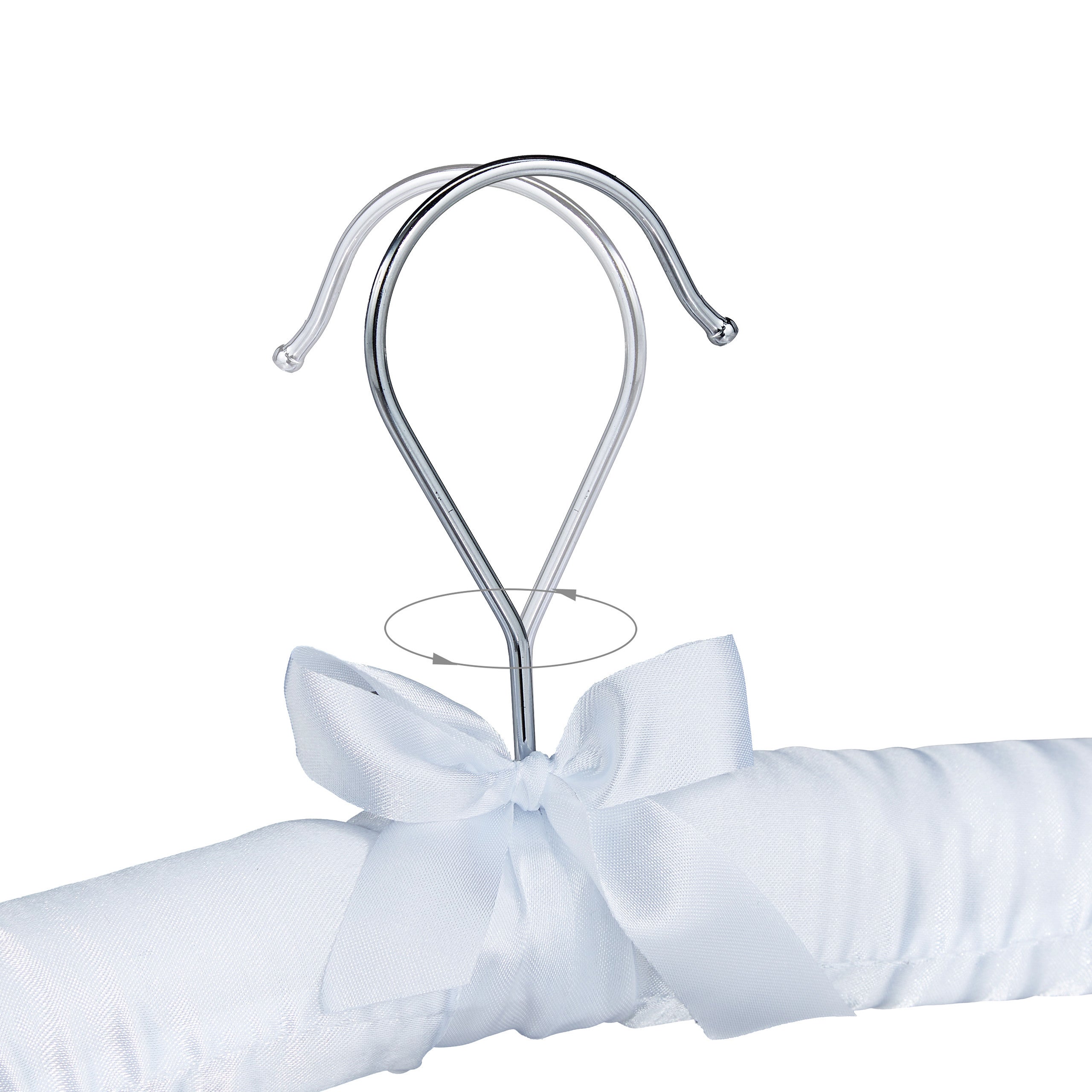 10x Set Grucce con Rivestimento in Raso, Vintage, Clip Scorrevoli, Gancio Girevole, Larghe 38 cm, Bianco - 5